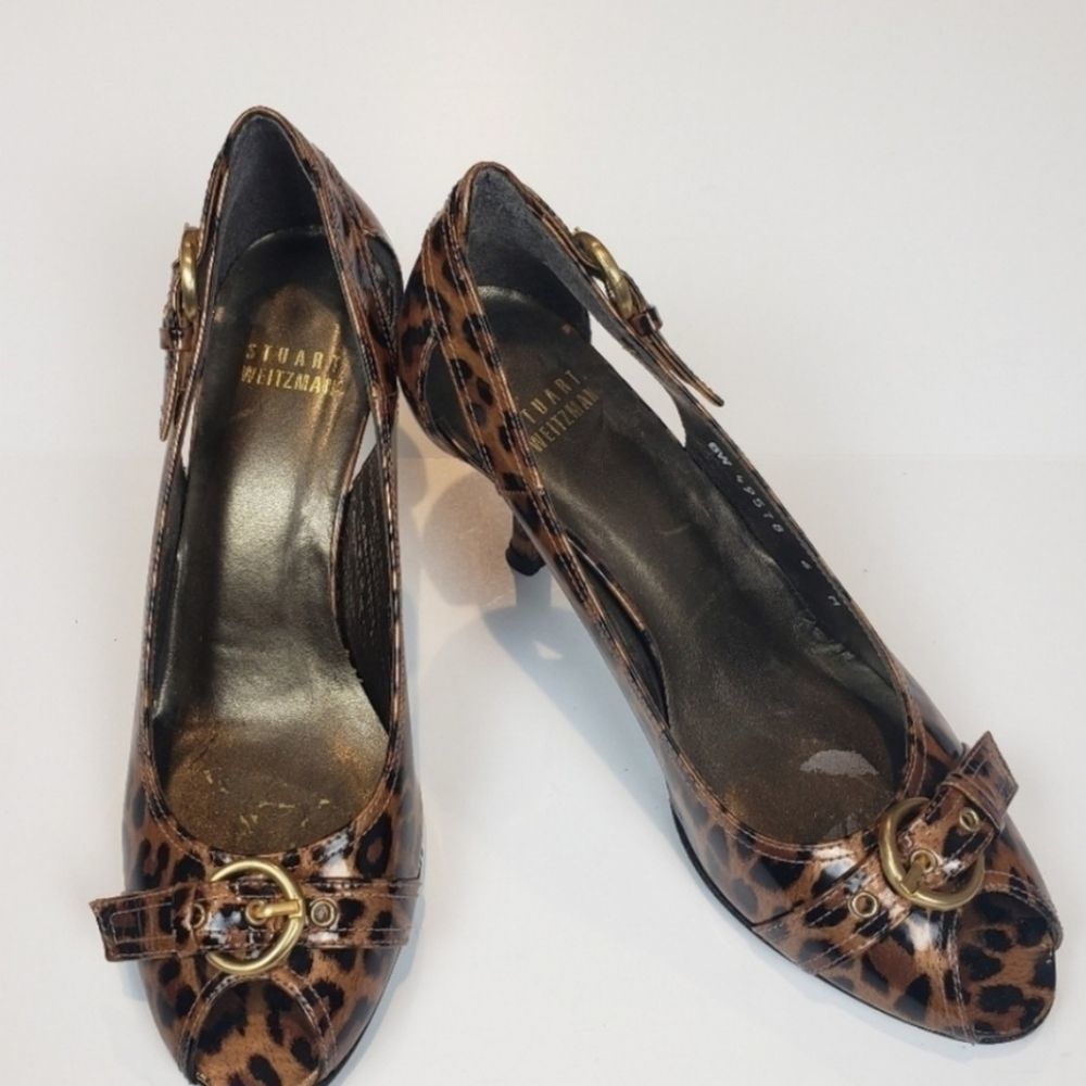 *Stuart Weitzman Animal Print Peep Toe Shoes